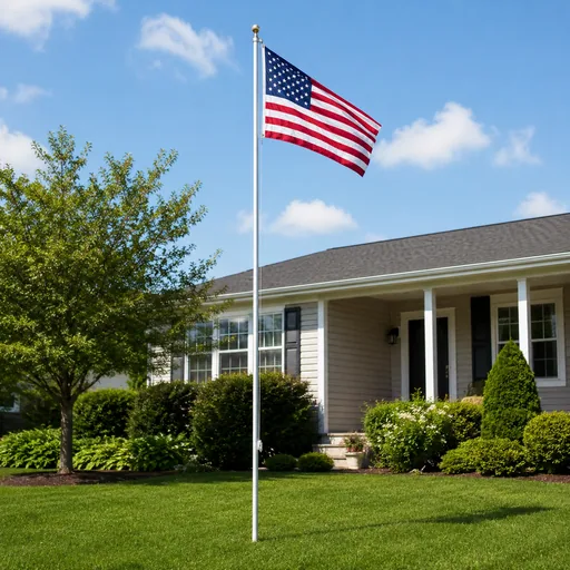Fifteen-foot residential yard flagpole installation