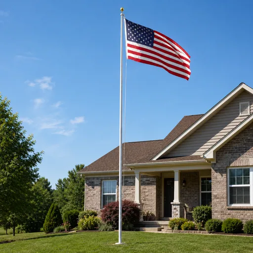 Twenty-foot residential yard flagpole installation
