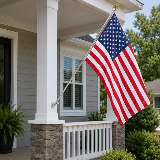 Lightweight porch-mounted American flag installation