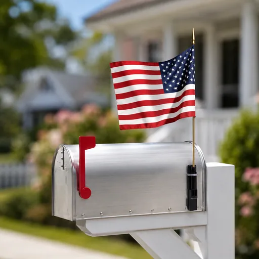 Mailbox-mounted American flag installation