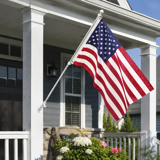 Sturdy porch-mounted American flag installation